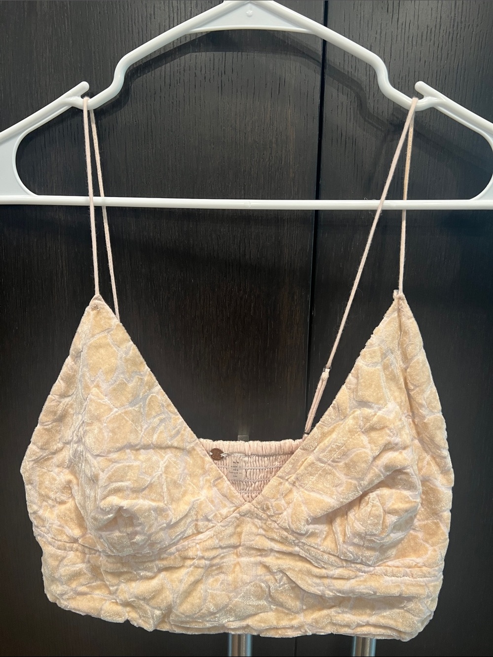 Free People Beige Textured Bralette Tank — Soft Stretch Spaghetti Straps